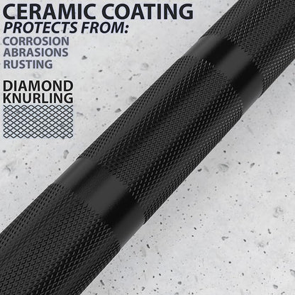 Synergee Games 15kg and 20kg Colored Ceramic Coated Barbells. Rated 1500lbs for Weightlifting and Powerlifting. Black, Red, Grey, Pink