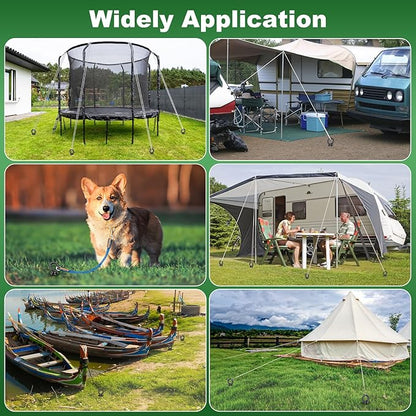 18 Inch Ground Anchors 4 Packs Heavy Duty Fully Welded Trampoline Stakes Screw in Anchors for Swing Set High Wind Tent Hurricane Carport, Shed,Mobile Home