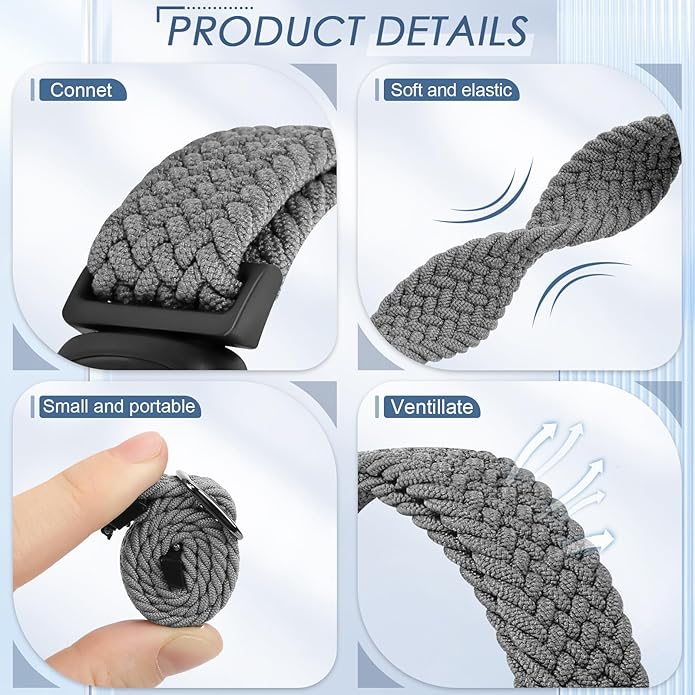 Tiptops Braided Nylon Bands Compatible with Fitbit Inspire 3/Inspire 2/Inspire/Inspire HR/Ace 2/Ace 3, Adjustable Loop Stretchy Straps Replacement Wristbands for Fitbit Inspire Women Men