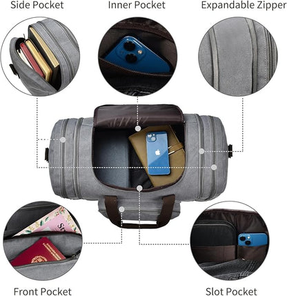 Dimayar Expandable Duffle Bag for Men, 50L Large-Capacity Weekender, Water-Resistant Mens Duffle Bags for Traveling, Lightweight & Durable Overnight Carry-On, Versatile Gym and Travel Bag