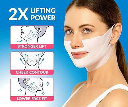 Stylia MaxiLift V-Line Lifting Collagen Face Mask – Enhanced Double Chin Reducer – Jawline Shaper Face Lifting Masks – Firming Neck Lift Collagen Mask – Chin Strap for Sleeping – Hyaluronic Aloe 5PC