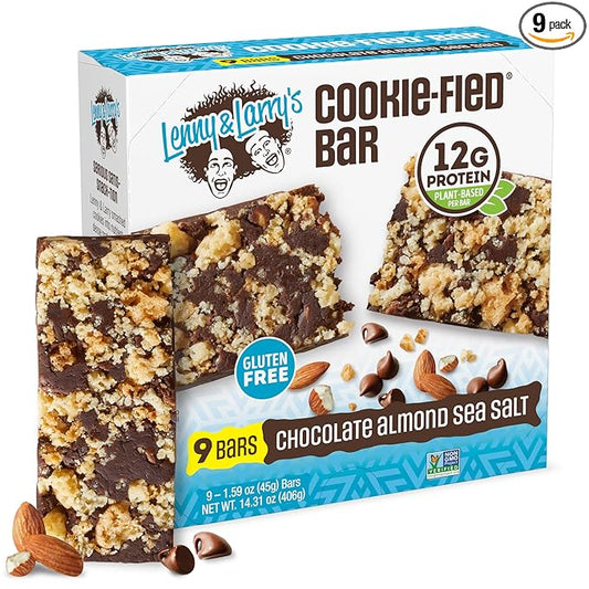 Lenny & Larry's Cookie-fied Protein Bar ??Chocolate Almond Sea Salt Vegan Protein Bars 9x45g