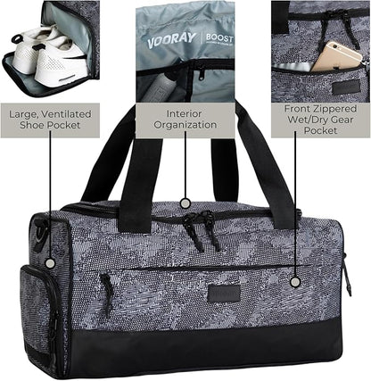 Vooray 22L Boost Duffle Bag – Small Gym Bag for Men and Women, Lightweight Travel Duffel with Shoe Compartment, Durable Sports Tote for Fitness, Training, Overnight Use, and Weekend Trips