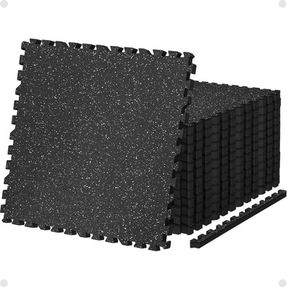 AIRHOP 0.79in Thick 48 Sq Ft Exercise Equipment Mats, 12 Tiles Upgraded Rubber Top with High