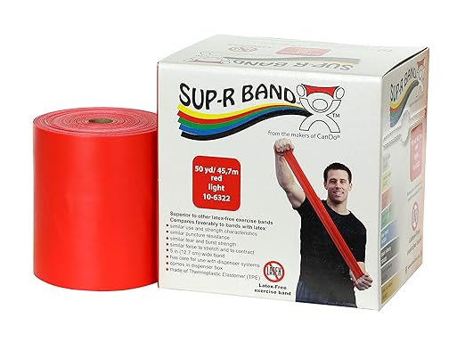 CanDo 10-6322 Sup-R Latex Free Exercise Band, 50yds Length, Red Light