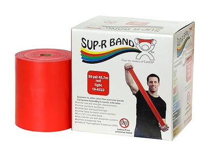 CanDo 10-6322 Sup-R Latex Free Exercise Band, 50yds Length, Red Light