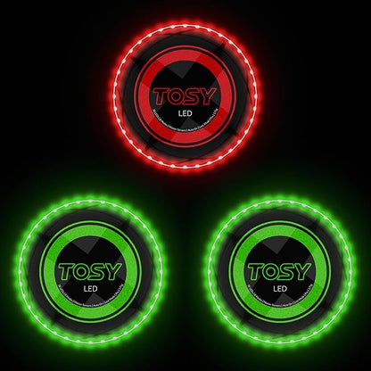 TOSY Bundle of 3-2X Green + Red - Flying Disc 36 LEDs, Super Bright, Smart Modes, Auto Light Up, Rechargeable, Cool Fun Christmas, Birthday & Camping Gift for Men/Boys/Teens/Kids, 175g Frisbee