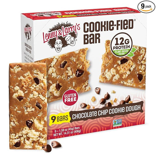 Lenny & Larry's Cookie-fied Bar ??Chocolate Chip Cookie Dough Vegan Protein Bars 9x45g ??Healthy