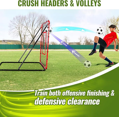 Soccer Rebounder Net & Soccer Training Equipment - 4x4 FT Adjustable Rebound Board for Precision Passing, Shooting, First Touch, and Ball Control Drills for Kids, Teens & Adults