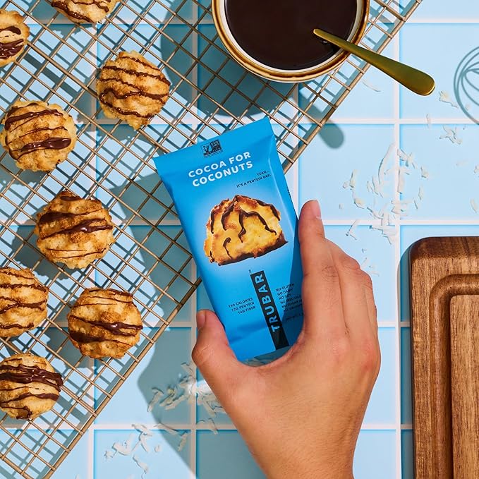 TRUBAR Vegan Protein Bar, Cocoa For Coconuts, Gluten Free, Plant Based Protein, Dairy Free, Non GMO, Soy Free, No Sugar Alcohols, 12G Protein, 12G Fiber, 23G Carb, On the Go Snack Bars, 12ct