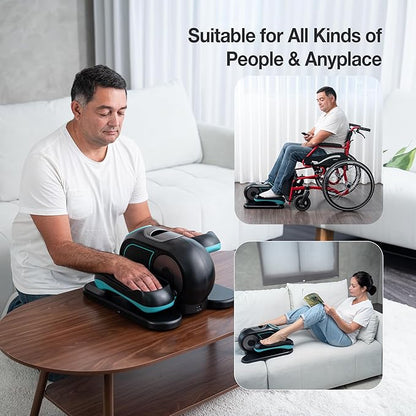 Under Desk Elliptical Machine, Ellipse Leg Exerciser for Seniors, Seated Pedal Exerciser with Resistance Bands Non Slip Mat, Remote Control, 12 Adjustable Speeds for Home, Seniors, Adults