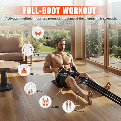 HPYGN Rowing Resistance Bands, Best Replacement for Rowing Machine, Home Gym Workout Equipment for Back, Arms, Shoulders, Core, Glutes and Legs, Rowing Workout, Cardio, Low-Impact, Portable Home Gym