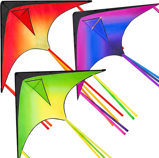 JOYIN Large Delta Kite Red, Green and Purple, Easy to Fly Huge for Kids and Adults with 262.5ft