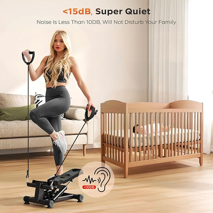 SogesPower Steppers for Exercise at Home,Mini Stair Stepper with Resistance Bands,Full Body Workout Equipment with LCD Monitor,Portable Stepper with 330LBS Capacity