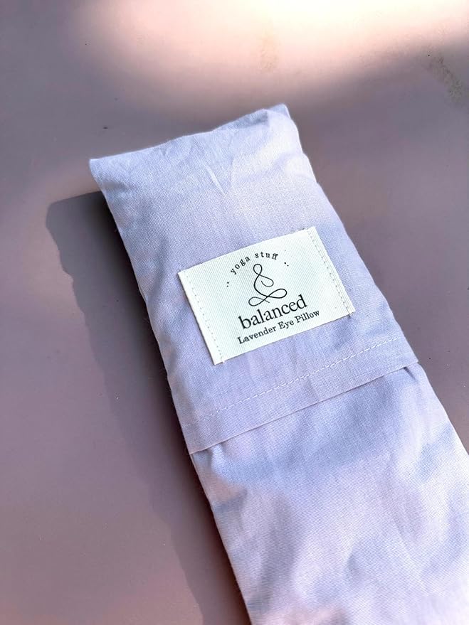 BYS Weighted Lavender Eye Pillow, Organic Cotton Fabric, Grey and White, with Travel Pouche