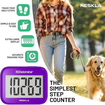 3D Pedometer for Walking, Simple Step Counter with Large Digital Display, Step Tracker with Removable Clip Lanyard, Accurately Track Steps for Men Women Kids Adults Seniors