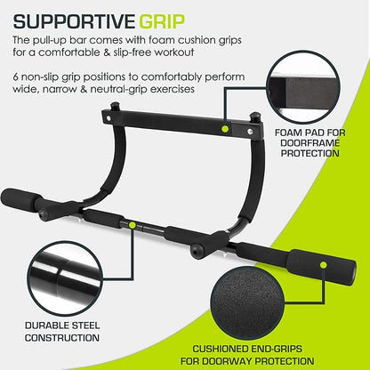 ProsourceFit Wall-Mounted Pull-Up/Chin-Up Bar, Heavy Duty 300 lb. Capacity, Black