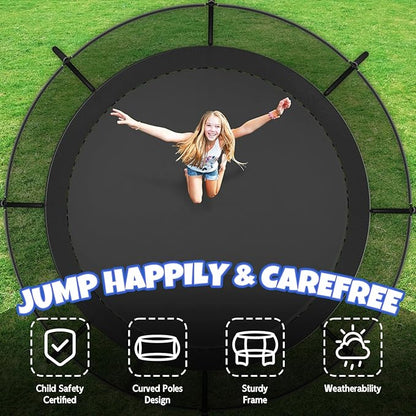 Trampoline 8FT 10FT 12FT 14FT 16FT, Outdoor Trampolines for Kids and Adults, Recreational Trampoline with Enclosure Net & Ladder, Round Trampoline ASTM Approved, 400/450LBS Weight Capacity