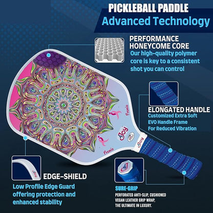 4Joy Pickleball Paddle Premio Series - Thermoformed Premium T700 Carbon Fiber Pickleball Paddless - Professional Pickleball Rackets for Women & Men - 16mm Honeycomb Core - USAP Approved
