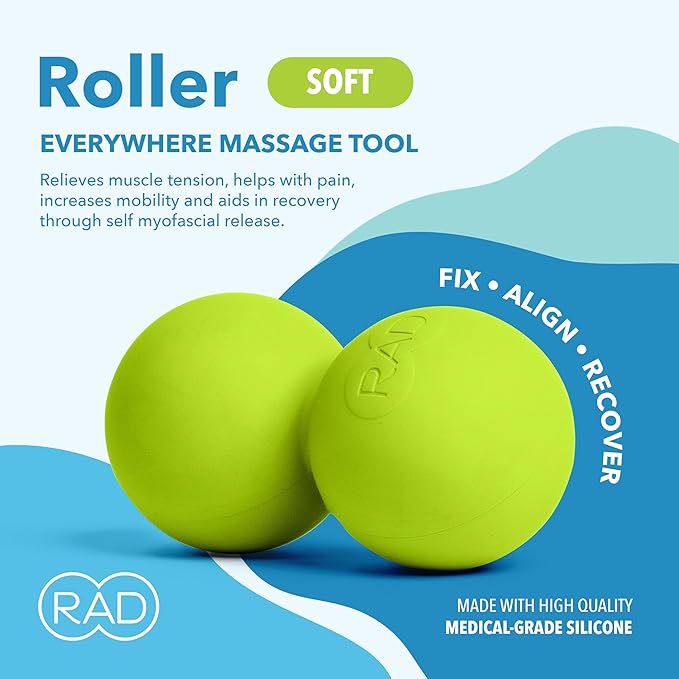RAD Soft Peanut Massage Ball ??Low Density Yoga Deep Tissue Roller Ball ??Myofascial Release for Back, Neck, Feet, Psoas & Spine ??Suboccipital & Thoracic Trigger Point Therapy