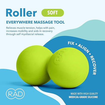RAD Soft Peanut Massage Ball ??Low Density Yoga Deep Tissue Roller Ball ??Myofascial Release for Back, Neck, Feet, Psoas & Spine ??Suboccipital & Thoracic Trigger Point Therapy