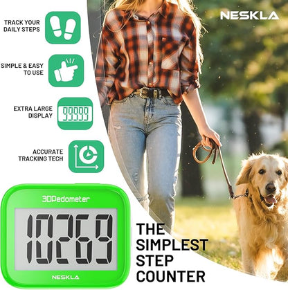 3D Pedometer for Walking, Simple Step Counter with Large Digital Display, Step Tracker with Removable Clip Lanyard, Accurately Track Steps for Men Women Kids Adults Seniors