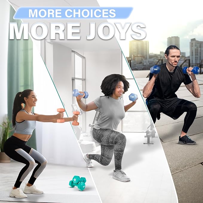 Yes4All Vinyl Hexagon Dumbbell - Dumbbells Set of 2 Hand Weights for Home Gym & Strength Training (2-15 lbs Weight Options)