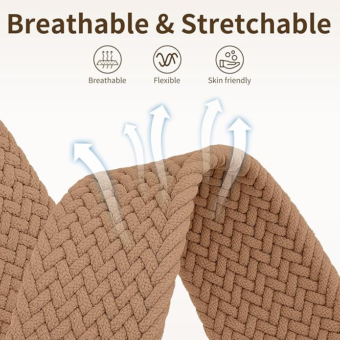 Braided Band Compatible with Fitbit Versa 4 Bands for Woman/Versa 3/Sense 1/Sense 2 Band, Magnetic Clasp Fabric Nylon with Designer Interlock Buckle Straps for Fitbit Versa4/3/Sense1/2