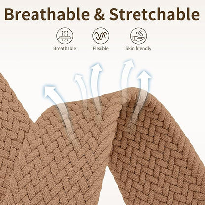 Braided Band Compatible with Fitbit Versa 4 Bands for Woman/Versa 3/Sense 1/Sense 2 Band, Magnetic Clasp Fabric Nylon with Designer Interlock Buckle Straps for Fitbit Versa4/3/Sense1/2