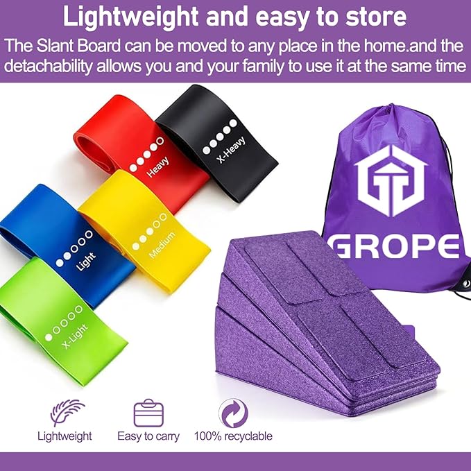 Slant Board Squat Wedge for Calf Stretchingï¼? Pcs 12" x 6.3" Foot Stretcher Balance Board for Plantar Fasciitis, Adjustable Foam Slant Board Wedge Great for Exercises