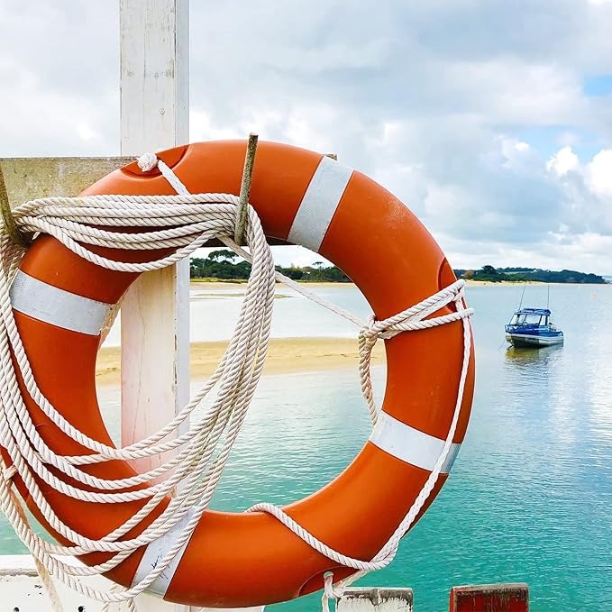 28/23 Inch Boat Safety Throw Ring Set, 98.4FT Floating Lifesaving Rope, 2.5/1.5 KG International Standard, Outdoor Professional Throwing Ring Rope Rescue Lifeguard Lifesaving