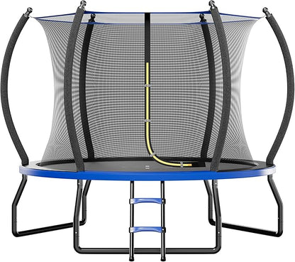 8FT 10FT 12FT 14FT 16FT Trampoline with Pop-up Quick Connector and Basketball Hoop, Trampoline Outdoor with Enclosure, Ladder, ASTM Approval for Kids and Adults