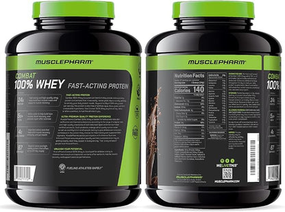 MusclePharm Combat 100% Whey Protein Powder, Chocolate Milk, Fast Recovery & Muscle Gain with Whey Isolate, High Protein Powder for Women & Men, Gluten Free, 5lb, 67 Servings