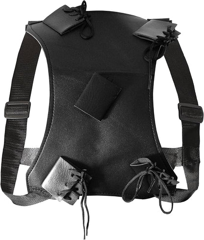 Sword Back Holster Complete with Balaclava. Black Leather Carrying Case, Ninja Hero Sheath-Weapons Holder for Anime or Halloween Costumes and Medieval Warrior Cosplay - Soport para espadas Ninja