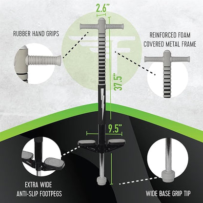 Flybar Foam Maverick Pogo Stick for Kids Ages 5+, Weights 40 to 80 Pounds by The Original Pogo Stick Company , Black/Silver