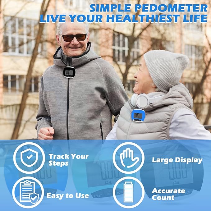 9 Pcs Simple Pedometers Bulk for Walking Steps and Miles Walking Step Counters with Calories Burned Portable Clip Step Tracker for Seniors Man Women Jogging Hiking Running