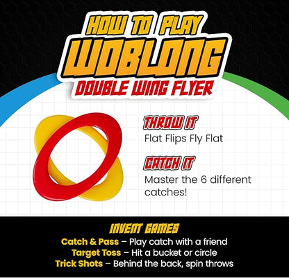 Double Wing Flyer – Aerodynamic Flying Disc for Families & Adults Playing Catch, Sports Toys for Beach Frisbee & Park Activities, Outdoor Toys for Teens & Frisbees for Adults (Yellow & Red)