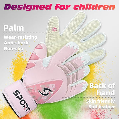Sportout Kids Goalkeeper Gloves, Soccer Gloves with Double Wrist Protection and Non-Slip Wear Resistant Latex Material to Give Protection to Prevent Injuries
