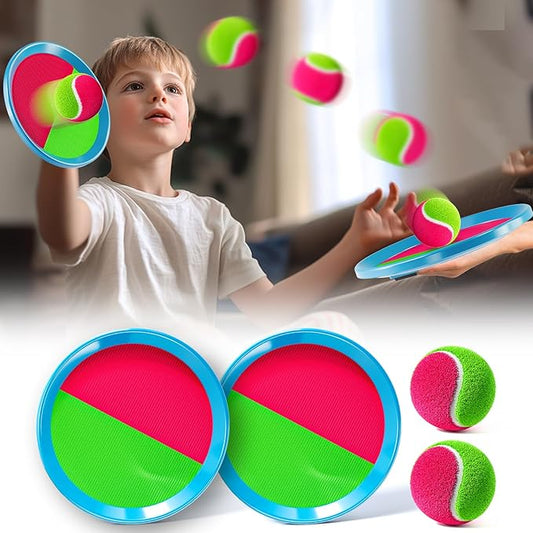 Toss and Catch Ball Game Set, Beach Outdoor Toys for Kids Boys with Paddle, Balls and Storage Bag, Yard Backyard Outside Indoor Toys Games Gifts for Kids Boys Girls Ages 3 4 5 6 7 8 9 10