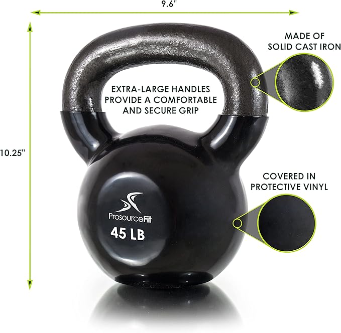 ProsourceFit Vinyl Coated Cast Iron Kettlebells for Full Body Fitness Workouts