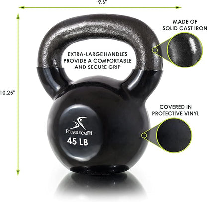 ProsourceFit Vinyl Coated Cast Iron Kettlebells for Full Body Fitness Workouts
