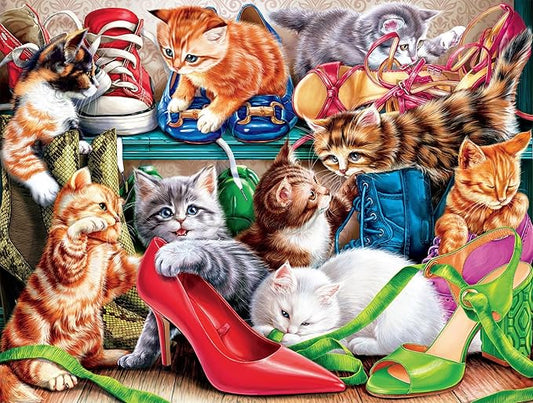 Buffalo Games - Shoe Closet Kittens - 750 Piece Jigsaw Puzzle for Adults -Challenging Puzzle