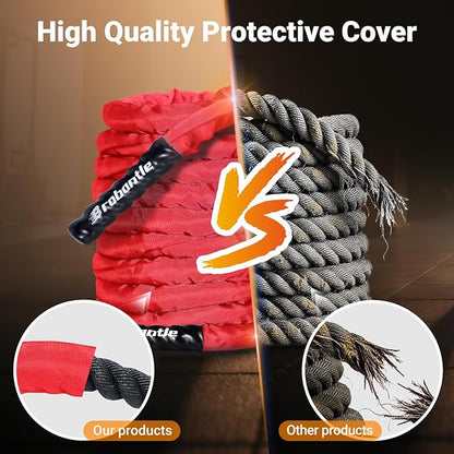 Battle Rope 1/1.26/1.5/2 Inch Diameter,Pink 30FT/40FT/50FT Exercise Workout Ropes for Home Gym Heavy Weighted Training Rope for Working Out