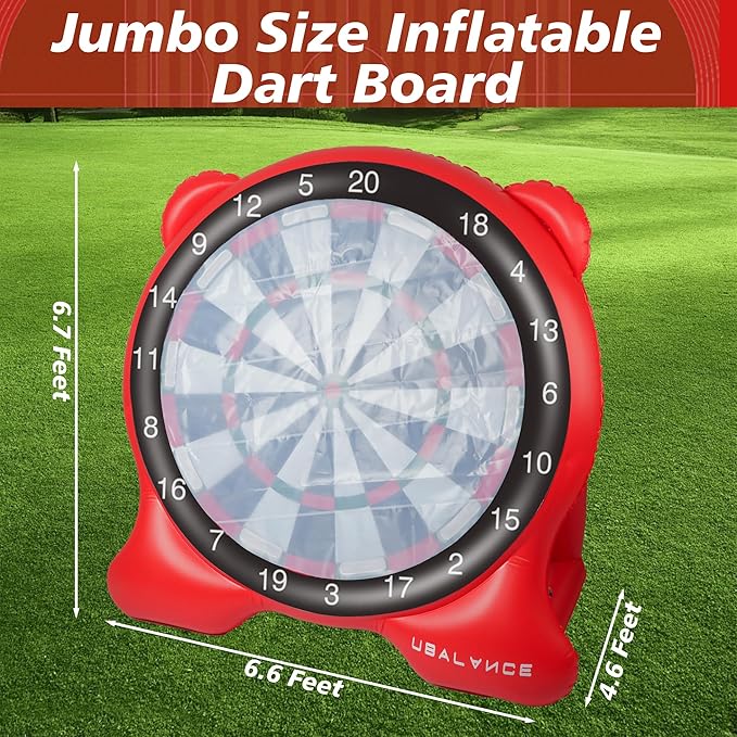 UBALANCE Giant Inflatable Dart Board, Outdoor Dartboard Yard Games for Adults, Family Sports, Sticky Kick Balls, Soccer, Tennis, Soft Darts, Golf, Party Fun Carnival Games