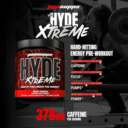 PROSUPPS Mr. Hyde Xtreme Pre Workout Powder with Creatine, Beta Alanine & Caffeine ??Extreme Energy, Pumps, Focus & Performance - Fitness & Gym Supplements for Men & Women (Fruit Punch, 30 Servings)
