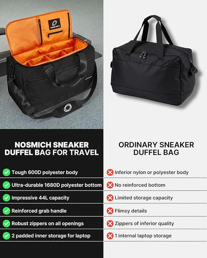 Sneaker Bag for Travel – Fits 4 Pairs of Shoes (Size 14) | Sneakerhead Gift, TSA-Approved Shoe Duffle Bag with 3 Adjustable Dividers | Water-Resistant Gym, Sports, Multi-functional Carry On for Men