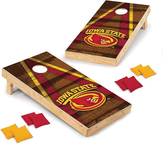 Wild Sports NCAA College 2' x 4' Wood Direct Print Tournament Cornhole Set, 8 Bean Bags, Vintage
