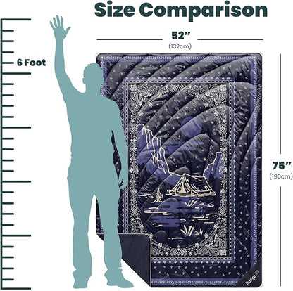 Rumpl Original Puffy Blanket - Warm, Water-Resistant Camping Blanket with 100% Recycled Synthetic Insulation, 52"x75", Original Puffy V2, Midnight Mesa Bandana