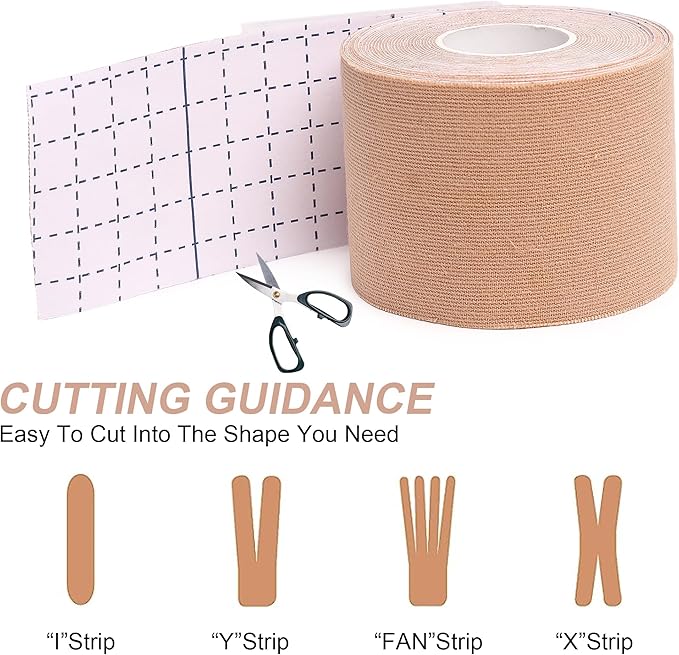 Kinesiology Tape 6 Rolls, Waterproof Kinetic Tape Muscle Tape for Injured Muscle Recovery & Joints Support, 2 Inch x 16.4 Feet Roll (Multicolour)