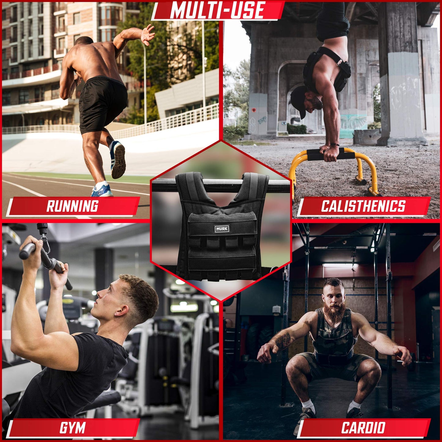 MVRK Weighted Vest Men 35lbs - Weighted Workout Vest With Removable Iron Weights, Heavy Duty